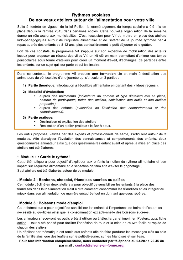 De nouveaux ateliers autour de l'alimentation pour votre ville.