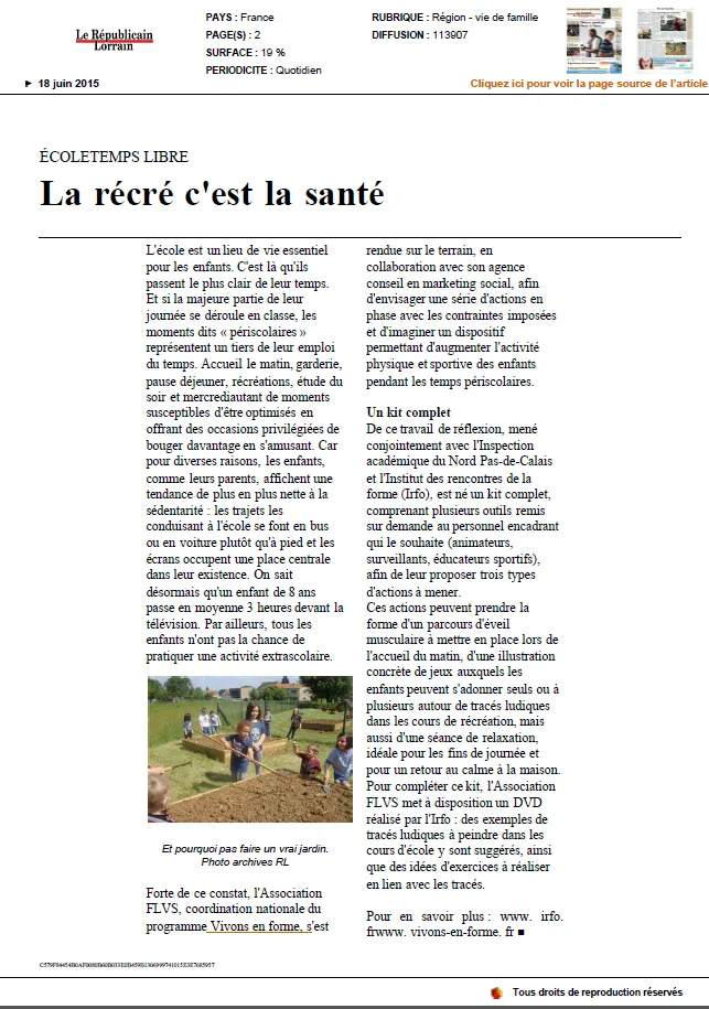 La récré c'est la santé